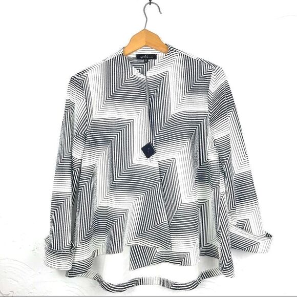 Yushi Black/White Geometric Print Lightwght Blazer - Picture 1 of 12